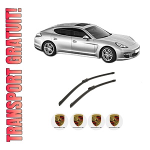 Set stergatoare auto PORSCHE PANAMERA (970) din 2012-2016, pentru parbriz auto, 2 bucati, Bosch Aerotwin, din cauciuc siliconat rezistent, 4 Stickere Auto PORSCHE