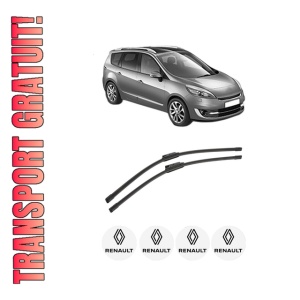 Set stergatoare auto RENAULT GRAND SCENIC III (JZ0/1_) din 2009-2016, pentru parbriz auto, 2 bucati, Bosch Aerotwin, din cauciuc siliconat rezistent, 4 Stickere Auto RENAULT