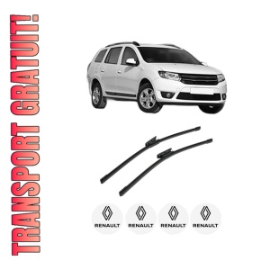 Set stergatoare auto RENAULT LOGAN II Estate (K8_) din 2017-2020, pentru parbriz auto, 2 bucati, Bosch Aerotwin, din cauciuc siliconat rezistent, 4 Stickere Auto RENAULT