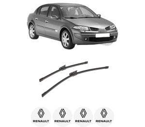 Set stergatoare auto RENAULT MEGANE II Saloon (LM0/1_) din 2003-2010, pentru parbriz auto, 2 bucati, Bosch Aerotwin, din cauciuc siliconat rezistent, 4 Stickere Auto RENAULT - Img 2