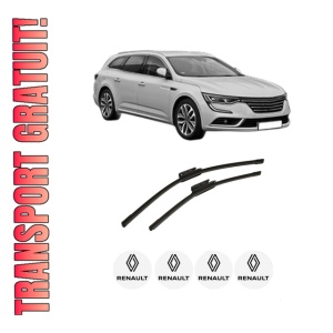 Set stergatoare auto RENAULT TALISMAN Grandtour (KP_) din 2016-2022, pentru parbriz auto, 2 bucati, Bosch Aerotwin, din cauciuc siliconat rezistent, 4 Stickere Auto RENAULT