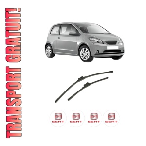 Set stergatoare auto SEAT Mii (KF1, KE1) din 2011-2020, pentru parbriz auto, 2 bucati, Bosch Aerotwin, din cauciuc siliconat rezistent, 4 Stickere Auto SEAT