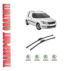 Set stergatoare auto SKODA FABIA I Praktik (6Y5) din 2000-2007, pentru parbriz auto, 2 bucati, Bosch Aerotwin Retrofit, din cauciuc siliconat rezistent, 4 Stickere Auto SKODA