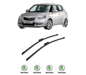 Set stergatoare auto SKODA FABIA II (542) din 2006-2014, pentru parbriz auto, 2 bucati, Bosch Aerotwin, din cauciuc siliconat rezistent, 4 Stickere Auto SKODA - Img 2