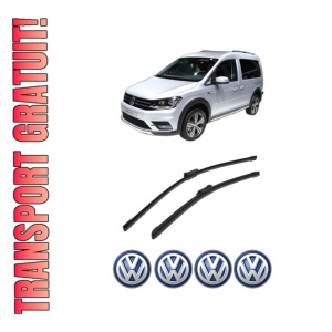 Set stergatoare auto Volkswagen CADDY ALLTRACK IV MPV (SAB) din 2015-2020, pentru parbriz auto, 2 bucati, Bosch Aerotwin, din cauciuc siliconat rezistent, 4 Stickere Auto Volkswagen
