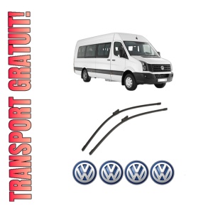 Set stergatoare auto Volkswagen CRAFTER Bus (SYI, SYJ) din 2016-2024, pentru parbriz auto, 2 bucati, Bosch Aerotwin, din cauciuc siliconat rezistent, 4 Stickere Auto Volkswagen