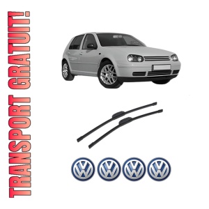 Set stergatoare auto Volkswagen GOLF IV (9B3) din 2008-2014, pentru parbriz auto, 2 bucati, Bosch Aerotwin Retrofit, din cauciuc siliconat rezistent, 4 Stickere Auto Volkswagen
