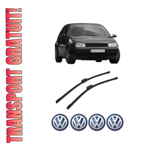 Set stergatoare auto Volkswagen GOLF IV Van (1J1) din 1997-2004, pentru parbriz auto, 2 bucati, Bosch Aerotwin, din cauciuc siliconat rezistent, 4 Stickere Auto Volkswagen