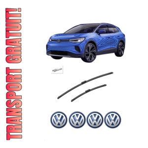 Set stergatoare auto Volkswagen ID.4 (E21) din 2020-2023, pentru parbriz auto, 2 bucati, Bosch Aerotwin, din cauciuc siliconat rezistent, 4 Stickere Auto Volkswagen