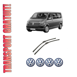Set stergatoare auto Volkswagen MULTIVAN T6 (SGF, SGM, SGN, SHM, SHN) din 2015-2024, pentru parbriz auto, 2 bucati, Bosch Aerotwin, din cauciuc siliconat rezistent, 4 Stickere Auto Volkswagen