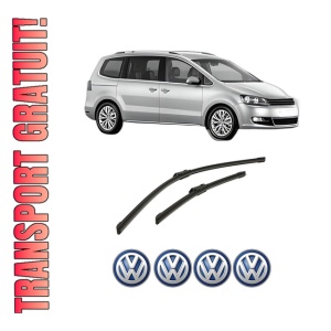 Set stergatoare auto Volkswagen SHARAN (7N1, 7N2) din 2010-2022, pentru parbriz auto, 2 bucati, Bosch Aerotwin, din cauciuc siliconat rezistent, 4 Stickere Auto Volkswagen