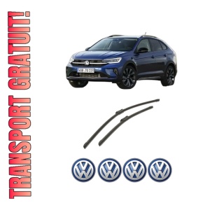 Set stergatoare auto Volkswagen TAIGO (CS1) din 2021-2024, pentru parbriz auto, 2 bucati, Bosch Aerotwin, din cauciuc siliconat rezistent, 4 Stickere Auto Volkswagen