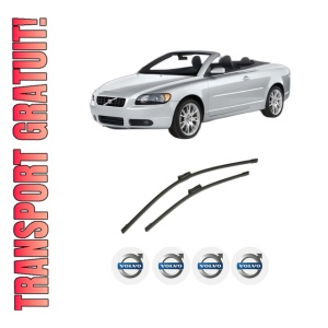 Set stergatoare auto VOLVO C70 II Convertible (542) din 2006-2013, pentru parbriz auto, 2 bucati, Bosch Aerotwin, din cauciuc siliconat rezistent, 4 Stickere Auto VOLVO