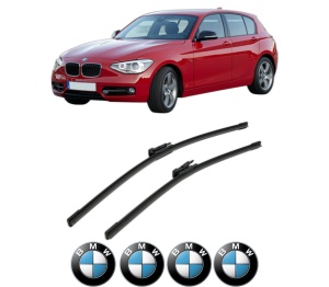 Set stergatoare BMW Seria 1 Van (F20) din 2015-2019, pentru parbriz auto, 2 bucati, Bosch Aerotwin, din cauciuc siliconat rezistent, 4 Stickere Auto BMW Seria v52749