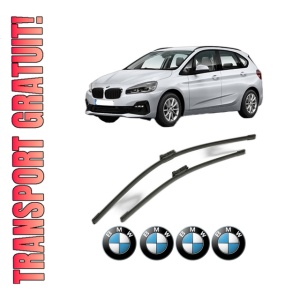 Set stergatoare BMW Seria 2 Active Tourer (F45) din 2013-2021, pentru parbriz auto, 2 bucati, Bosch Aerotwin, din cauciuc siliconat rezistent, 4 Stickere Auto BMW Seria