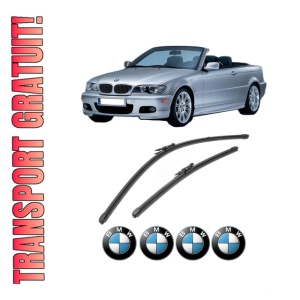 Set stergatoare BMW Seria 3 Convertible (E93) din 2006-2013, pentru parbriz auto, 2 bucati, Valeo Silencio Xtrm, din cauciuc siliconat rezistent, 4 Stickere Auto BMW Seria