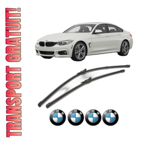 Set stergatoare BMW Seria 3 Gran Turismo (F34) din 2012-2018, pentru parbriz auto, 2 bucati, Valeo Silencio Xtrm, din cauciuc siliconat rezistent, 4 Stickere Auto BMW Seria