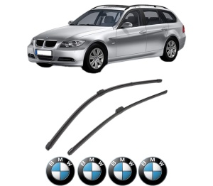 Set stergatoare BMW Seria 3 Touring (E91) din 2004-2012, pentru parbriz auto, 2 bucati, Valeo Silencio Xtrm, din cauciuc siliconat rezistent, 4 Stickere Auto BMW Seria v40374