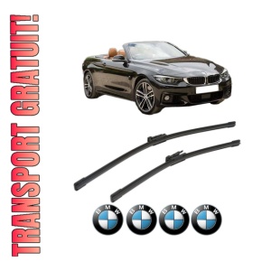 Set stergatoare BMW Seria 4 Convertible (F33, F83) din 2013-2020, pentru parbriz auto, 2 bucati, Bosch Aerotwin, din cauciuc siliconat rezistent, 4 Stickere Auto BMW Seria