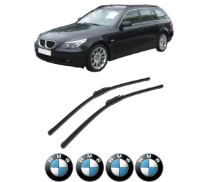Set stergatoare BMW Seria 5 Touring (E61) din 2004-2010, pentru parbriz auto, 2 bucati, Bosch Aerotwin, din cauciuc siliconat rezistent, 4 Stickere Auto BMW Seria v43259