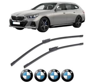 Set stergatoare BMW Seria 5 Touring (G61, G99) din 2024, pentru parbriz auto, 2 bucati, Bosch Aerotwin, din cauciuc siliconat rezistent, 4 Stickere Auto BMW Seria v48994