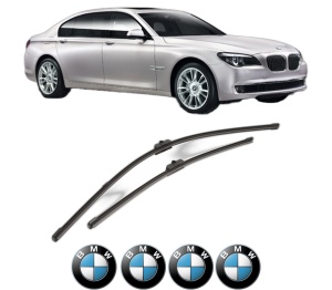 Set stergatoare BMW Seria 7 (F01, F02, F03, F04) din 2008-2015, pentru parbriz auto, 2 bucati, Valeo Silencio, din cauciuc siliconat rezistent, 4 Stickere Auto BMW Seria v37194