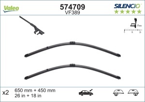 Set stergatoare BMW Seria 7 (F01, F02, F03, F04) din 2008-2015, pentru parbriz auto, 2 bucati, Valeo Silencio, din cauciuc siliconat rezistent, 4 Stickere Auto BMW Seria v37197