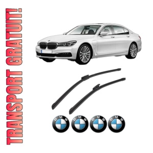 Set stergatoare BMW Seria 7 (G11, G12) din 2015-2022, pentru parbriz auto, 2 bucati, Bosch Aerotwin Multi, din cauciuc siliconat rezistent, 4 Stickere Auto BMW Seria
