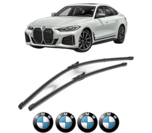 Set stergatoare BMW Seria i4 (G26) din 2021-2024, pentru parbriz auto, 2 bucati, Valeo Silencio Xtrm, din cauciuc siliconat rezistent, 4 Stickere Auto BMW Seria v38754