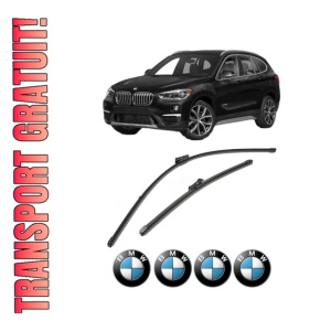 Set stergatoare BMW Seria X1 (F48) din 2014-2022, pentru parbriz auto, 2 bucati, Valeo Silencio Xtrm, din cauciuc siliconat rezistent, 4 Stickere Auto BMW Seria