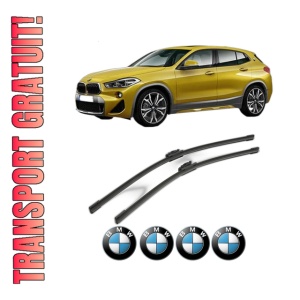 Set stergatoare BMW Seria X2 (F39) din 2017-2023, pentru parbriz auto, 2 bucati, Bosch Aerotwin, din cauciuc siliconat rezistent, 4 Stickere Auto BMW Seria