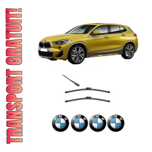 Set stergatoare BMW Seria X2 (F39) din 2017-2023, pentru parbriz auto, 2 bucati, Valeo Silencio, din cauciuc siliconat rezistent, 4 Stickere Auto BMW Seria