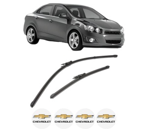 Set stergatoare CHEVROLET AVEO Saloon (T300) din 2011-2015, pentru parbriz auto, 2 bucati, Valeo Silencio Xtrm, din cauciuc siliconat rezistent, 4 Stickere Auto CHEVROLET v36414