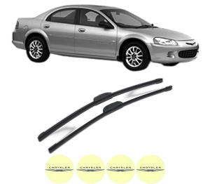 Set stergatoare CHRYSLER SEBRING (JR) din 2001-2007, pentru parbriz auto, 2 bucati, Bosch Aerotwin Retrofit, din cauciuc siliconat rezistent, 4 Stickere Auto CHRYSLER v46469