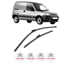 Set stergatoare CITROEN BERLINGO / BERLINGO FIRST Box Body/MPV (M_) din 1996-2011, pentru parbriz auto, 2 bucati, Valeo Silencio Xtrm, din cauciuc siliconat rezistent, 4 Stickere Auto CITROEN v37854