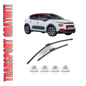 Set stergatoare CITROEN C3 III Van (SX_, SY_) din 2016-2019, pentru parbriz auto, 2 bucati, Bosch Aerotwin, din cauciuc siliconat rezistent, 4 Stickere Auto CITROEN