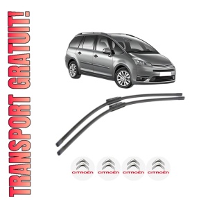 Set stergatoare CITROEN C4 GRAND PICASSO I (UA_) din 2006-2013, pentru parbriz auto, 2 bucati, Bosch Aerotwin, din cauciuc siliconat rezistent, 4 Stickere Auto CITROEN