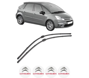 Set stergatoare CITROEN C4 PICASSO I MPV (UD_) din 2006-2013, pentru parbriz auto, 2 bucati, Valeo Silencio Xtrm, din cauciuc siliconat rezistent, 4 Stickere Auto CITROEN v39114