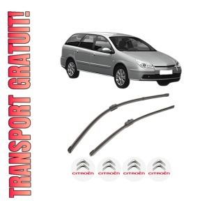 Set stergatoare CITROEN C5 II Break (RE_) din 2004-2008, pentru parbriz auto, 2 bucati, Valeo Silencio Xtrm, din cauciuc siliconat rezistent, 4 Stickere Auto CITROEN