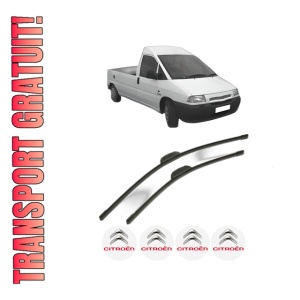 Set stergatoare CITROEN JUMPY I Platform/Chassis (BU_, BV_, BW_, BX_) din 1999-2003, pentru parbriz auto, 2 bucati, Bosch Aerotwin Retrofit, din cauciuc siliconat rezistent, 4 Stickere Auto CITROEN