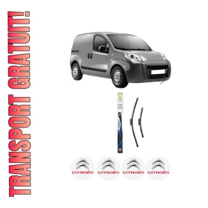 Set stergatoare CITROEN NEMO Box Body/MPV (AA_) din 2008-2010, pentru parbriz auto, 2 bucati, Valeo Silencio Xtrm, din cauciuc siliconat rezistent, 4 Stickere Auto CITROEN
