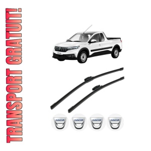 Set stergatoare DACIA DOKKER Pickup din 2017-2021, pentru parbriz auto, 2 bucati, Bosch Aerotwin, din cauciuc siliconat rezistent, 4 Stickere Auto DACIA