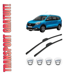 Set stergatoare DACIA LODGY (JS_) din 2012-2019, pentru parbriz auto, 2 bucati, Bosch Aerotwin Retrofit, din cauciuc siliconat rezistent, 4 Stickere Auto DACIA
