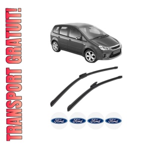 Set stergatoare FORD C-MAX (DM2) din 2007-2010, pentru parbriz auto, 2 bucati, Bosch Aerotwin Multi, din cauciuc siliconat rezistent, 4 Stickere Auto FORD