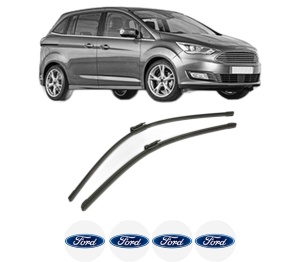 Set stergatoare FORD C-MAX II Van din 2010-2019, pentru parbriz auto, 2 bucati, Bosch Aerotwin, din cauciuc siliconat rezistent, 4 Stickere Auto FORD v52809