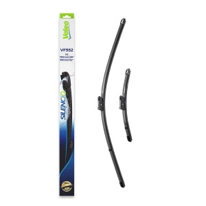 Set stergatoare FORD FIESTA VII (HJ, HF) din 2017-2022, pentru parbriz auto, 2 bucati, Valeo Silencio, din cauciuc siliconat rezistent, 4 Stickere Auto FORD v34929