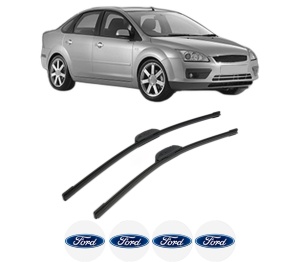 Set stergatoare FORD FOCUS II Saloon (DB_, FCH, DH) din 2005-2012, pentru parbriz auto, 2 bucati, Bosch Aerotwin Retrofit, din cauciuc siliconat rezistent, 4 Stickere Auto FORD v47169