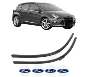 Set stergatoare FORD FOCUS III din 2010-2020, pentru parbriz auto, 2 bucati, Bosch Aerotwin, din cauciuc siliconat rezistent, 4 Stickere Auto FORD v52869
