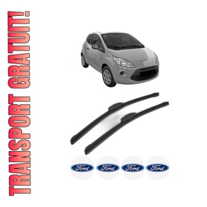 Set stergatoare FORD KA din 2008, pentru parbriz auto, 2 bucati, Bosch Aerotwin Retrofit, din cauciuc siliconat rezistent, 4 Stickere Auto FORD
