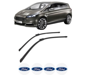 Set stergatoare FORD S-MAX (CJ, WA6) din 2015-2021, pentru parbriz auto, 2 bucati, Bosch Aerotwin, din cauciuc siliconat rezistent, 4 Stickere Auto FORD v49904